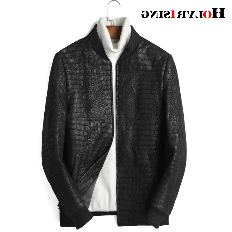 

Real Leather Men men baseball style natural sheepskin leather coat outwear 2019 new Fashion new autumn winter coat 18662-5