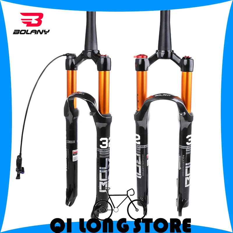 

BOLANY MTB Bike Fork Solo Air Bicycle Front Suspension 26/27.5/29inch Straight/Tapered Tube Lockout Magnesium Alloy QuickRelease