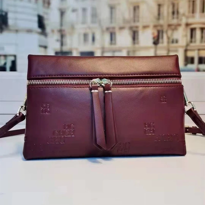 

100% повседневные женские клатчи на молнии из воловьей кожи, женская сумка-мессенджер на одно плечо, квадратная сумка, роскошные брендовые ди...