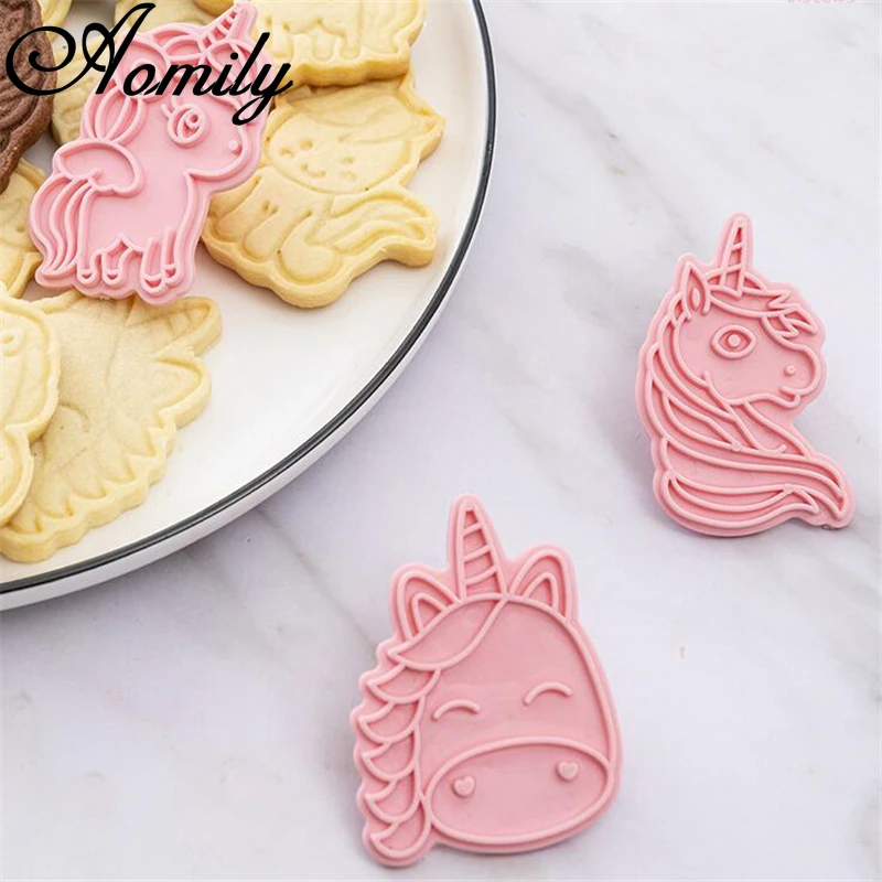 Aomily 6pcs/Set Unicorn Shape Plunger Mold Cake Decorating Tool Biscuit Cookie Cutters Cupcake Mould Fondant Pastry Bake Cutter | Дом и сад