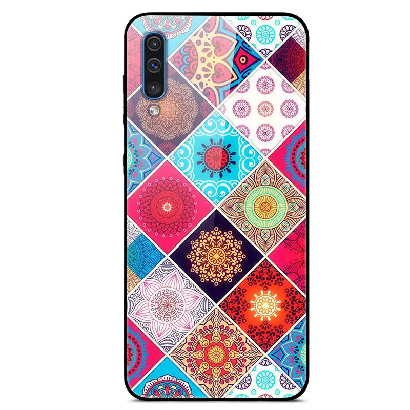 44 Чехол для samsung A50 A 50, чехол из закаленного стекла, жесткий чехол для телефона, чехол для samsung Galaxy A50 A505 A505F, TPU, бампер, чехол s - Цвет: 44