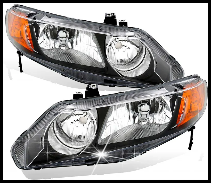 Передние фары Sulinso 2 шт. черный корпус для Honda Civic Sedan 2006 2011 4 двери/гибридные левые и