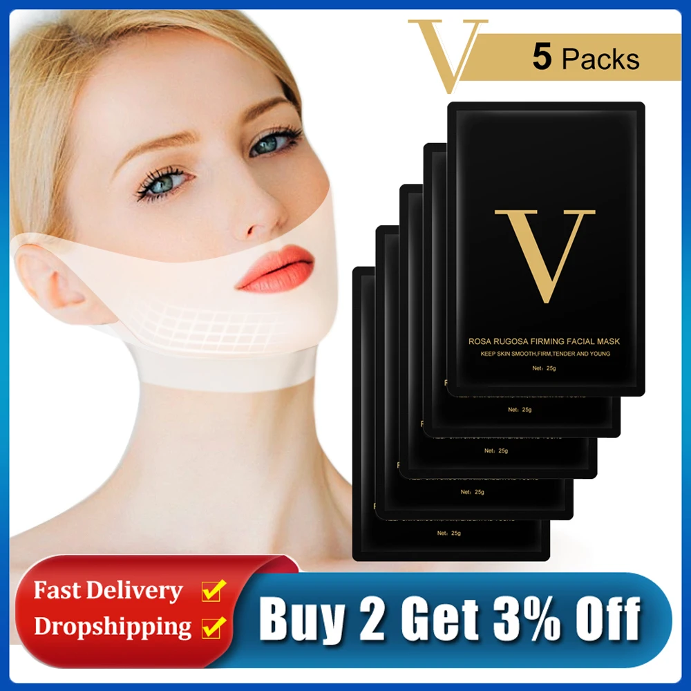 

5Pcs/Set Ear Hook V-shaped Face Lifting Mask Facial Wrinkle Tapes Bandage Slimming Double Chin Up Moisturizing Firming Skin Care