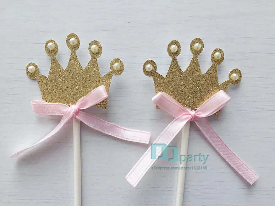 Set of 12 Crown cupcake toppers- crown princess royal Princess theme- first Birthday- little | Дом и сад