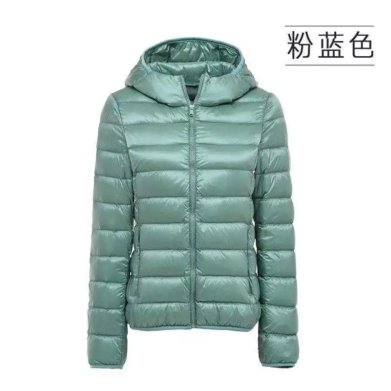 Женский тонкий пуховик размера плюс Белая теплая короткая куртка с капюшоном