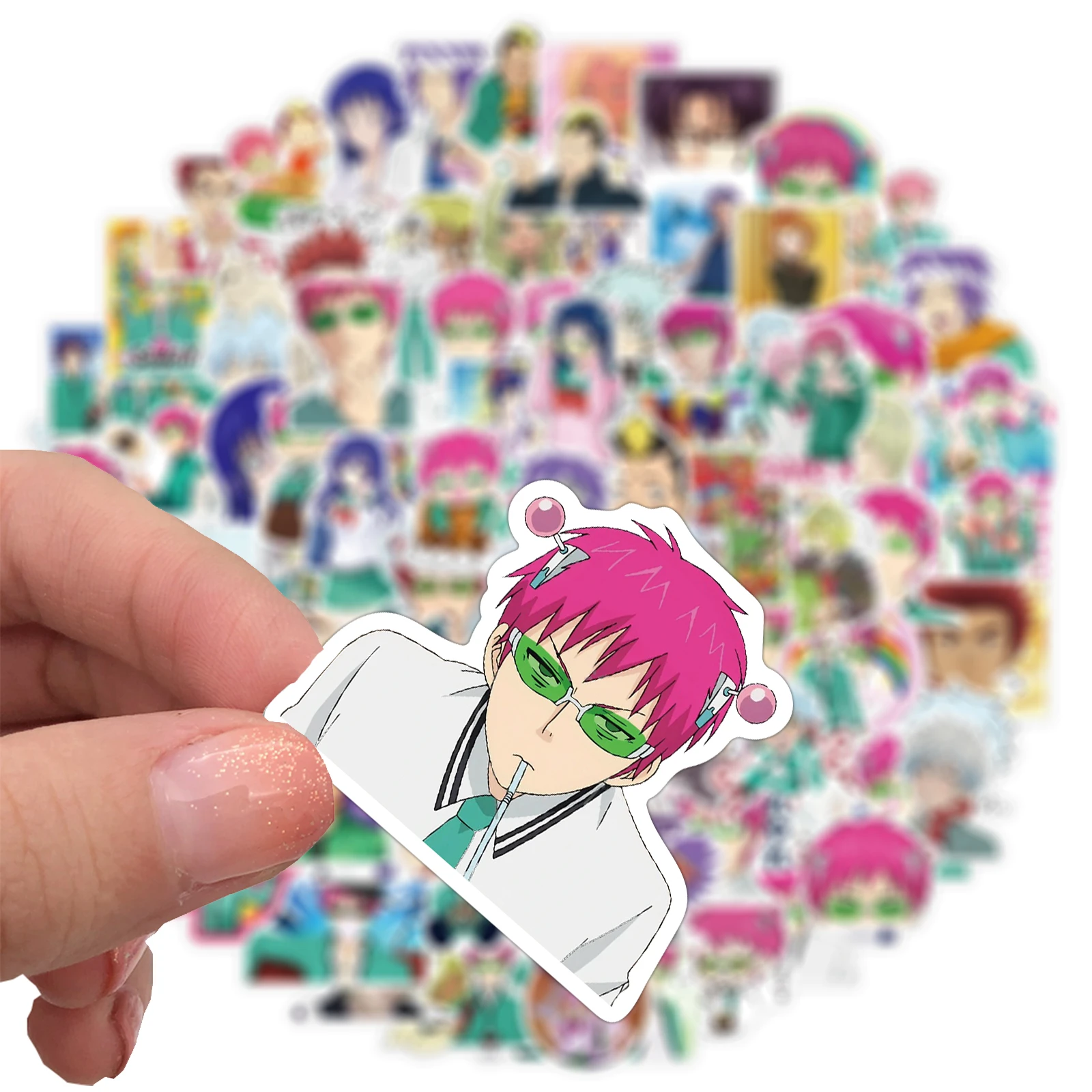 Calcoman&iacute;as de vida de la desastrosa Saiki K para ni&ntilde;os, pegatinas de Anime, pegatina para ordenador port&aacute;til, monopat&iacute;n, motocicleta, DIY, 10/50/100 Uds.-2