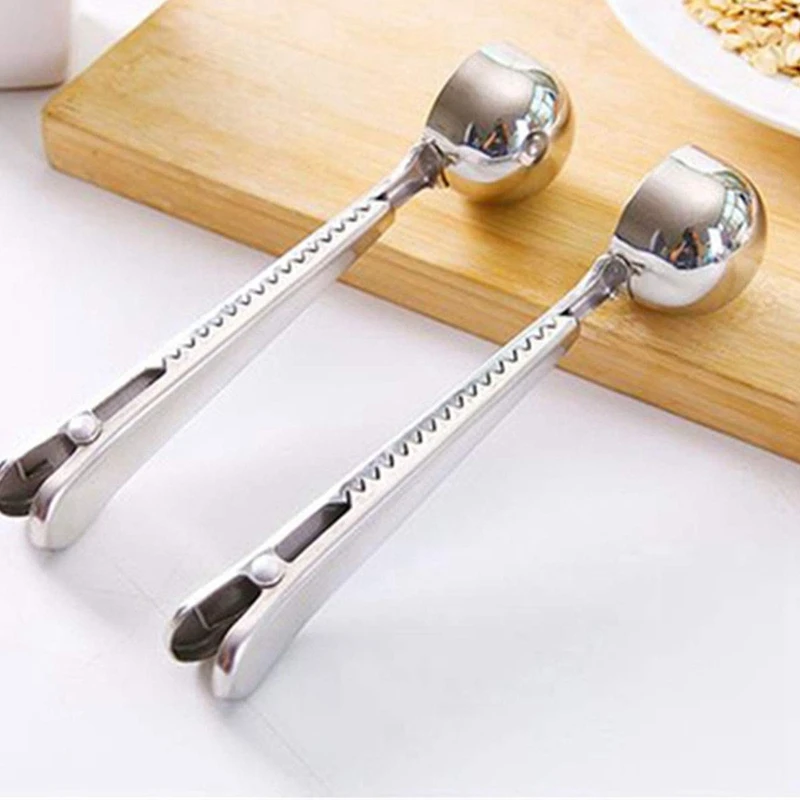 10 Pcs Scoop With Clip 2-In-1 Stainless Steel Coffee And Bag For Measuring Tea Protein Powder Instant Drin |