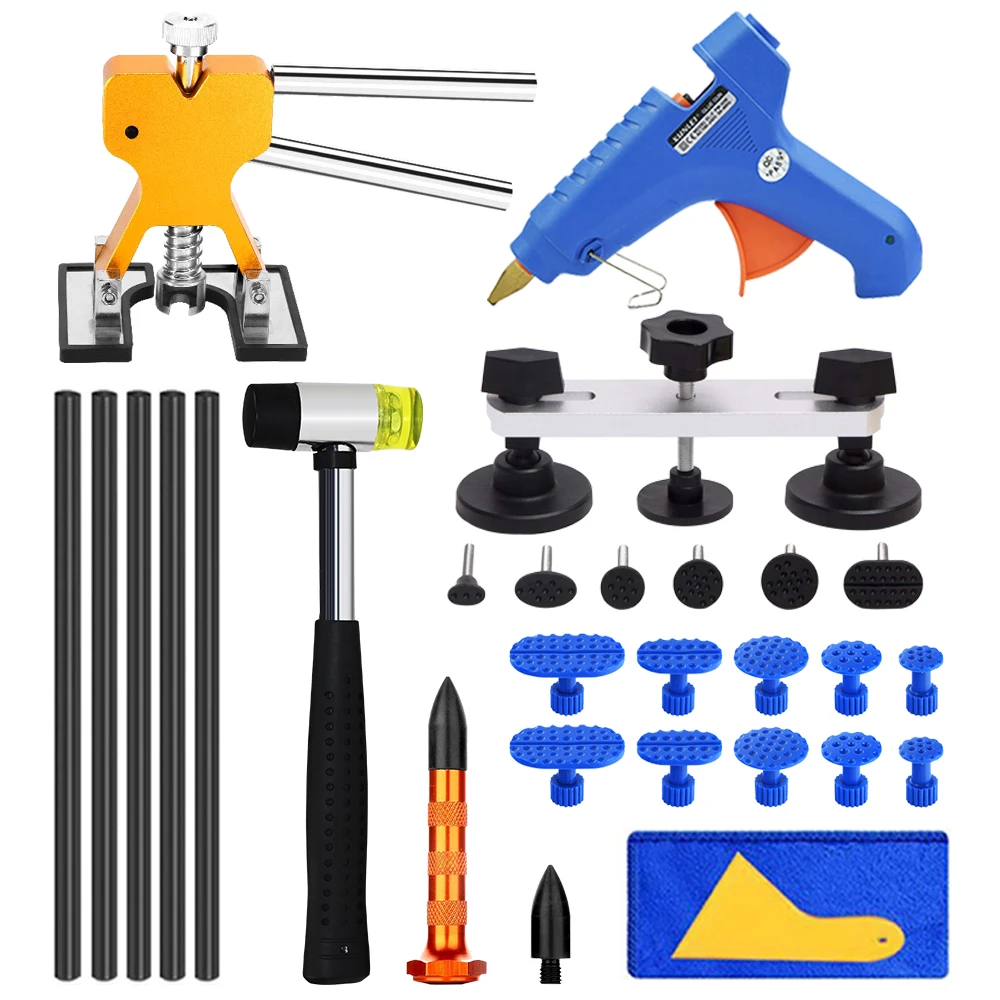 Paintless Dent Repair Kit - Professional Car Dent Remover Tools Bridge Puller Hot Glue Tap Down Kits