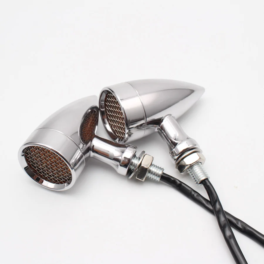 2 пары хромированные Универсальные Металлические ретро-указатели поворота