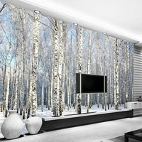 custom 3d photo wallpaper birch forest snow landscape living room bedroom tv background wall mural wallpaper papel de parede 3d