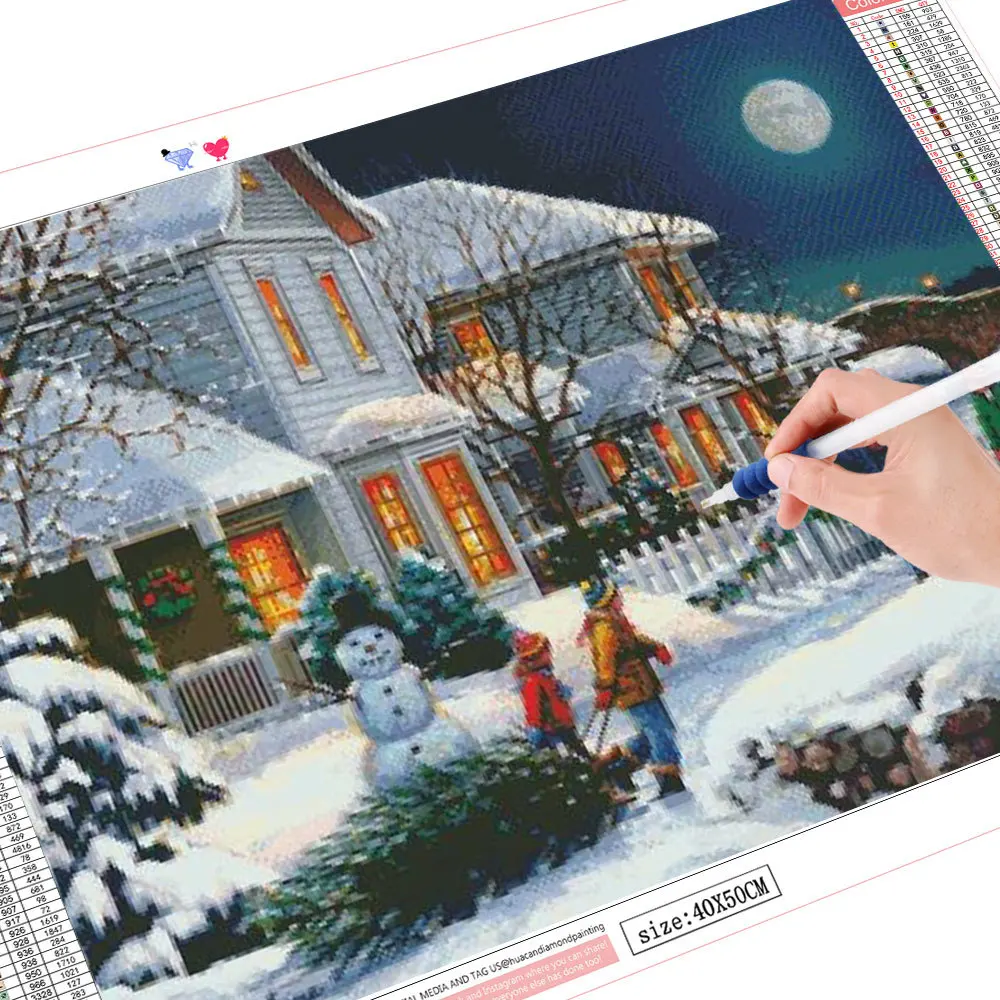 HUACAN Алмазная вышивка Полная площадь/Круглый рождество пейзаж алмазная мозаика 5д