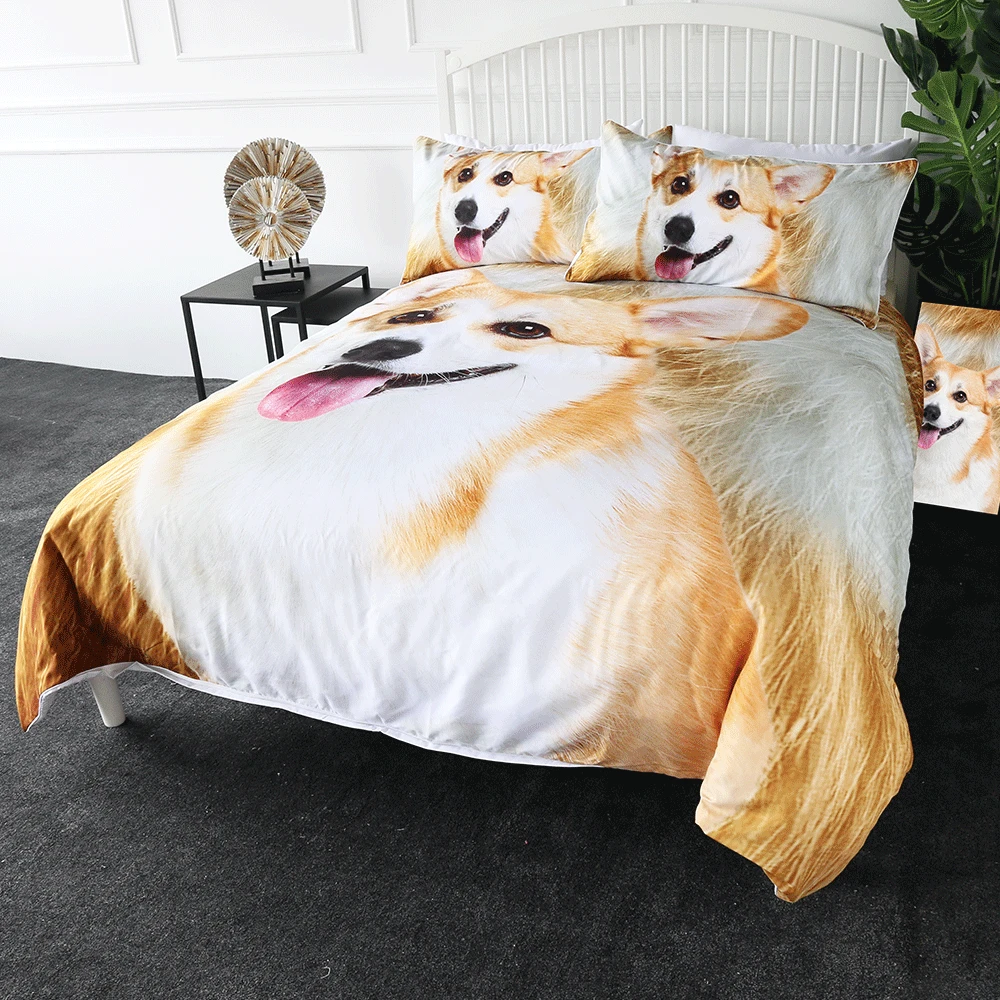 Постельные принадлежности Outlet Corgi, Комплект постельного белья для питомцев, собак, детей, пододеяльник, 3D мех, принт, коричнево-белое постельное белье, прекрасный щенок, покрывала, Прямая поставка