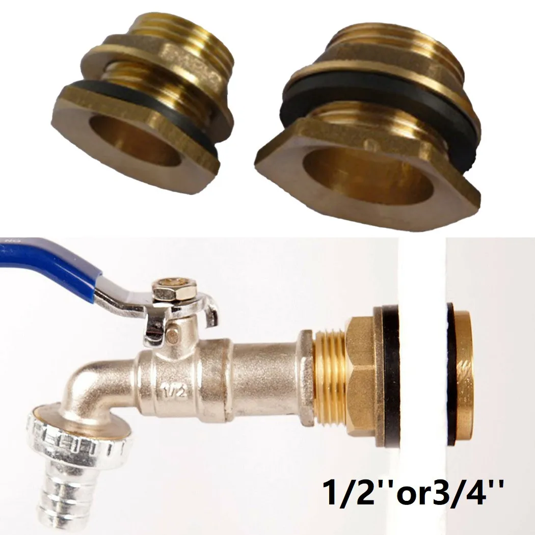 

2 Pcs 1/2" 3/4" 1 Inch Brass Water Tank Connector Rain Barrel Rain Buckets Connection Water Tank Fitting For Home Garden