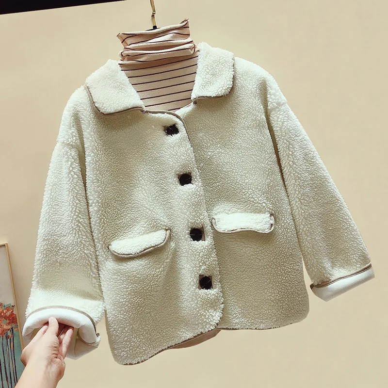 2020 Autumn Winter Real Fur Coat Women Clothes Short Korean Loose Sheep Shearing Wool Jacket Overcoat Manteau Femme | Женская одежда