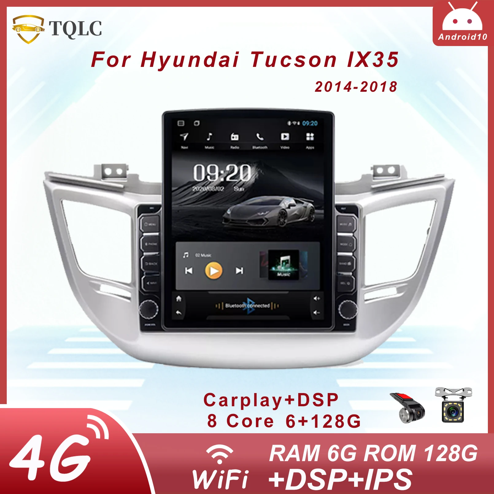 

Автомагнитола TQLC вертикальная для Hyundai Tucson IX35, 9,7 дюйма, Android