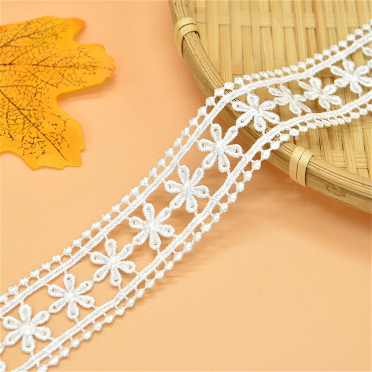 

1Yd Embroidery Floral White Cotton Lace Trim Ribbon Wedding Fabric Sewing Craft