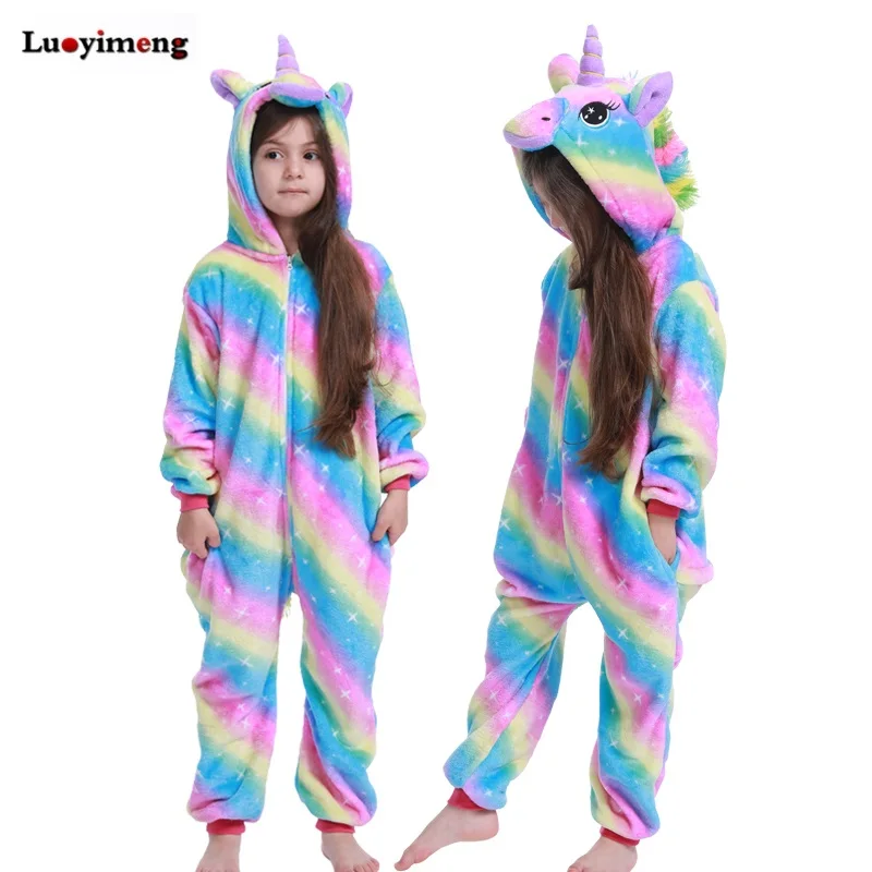 Kigurumi Onesie/Детские пижамы с единорогом, детское одеяло для животных, зимние пижамы для девочек, костюмы единорога - Цвет: fish-scale-white