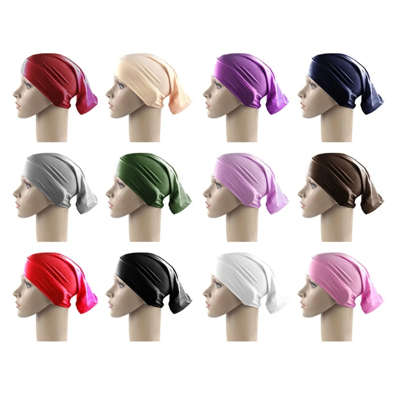 

Modal Muslim Turban Hijab Solid Color Bonnet Headwrap Beanie Headwear Cover Wild for Chemo Hair Loss Sleeping