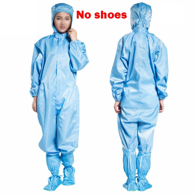 

Reusable Overalls Clothing Suit Breathable Isolation Gown Blue Coverall Hooded Boots Cleaning Product
