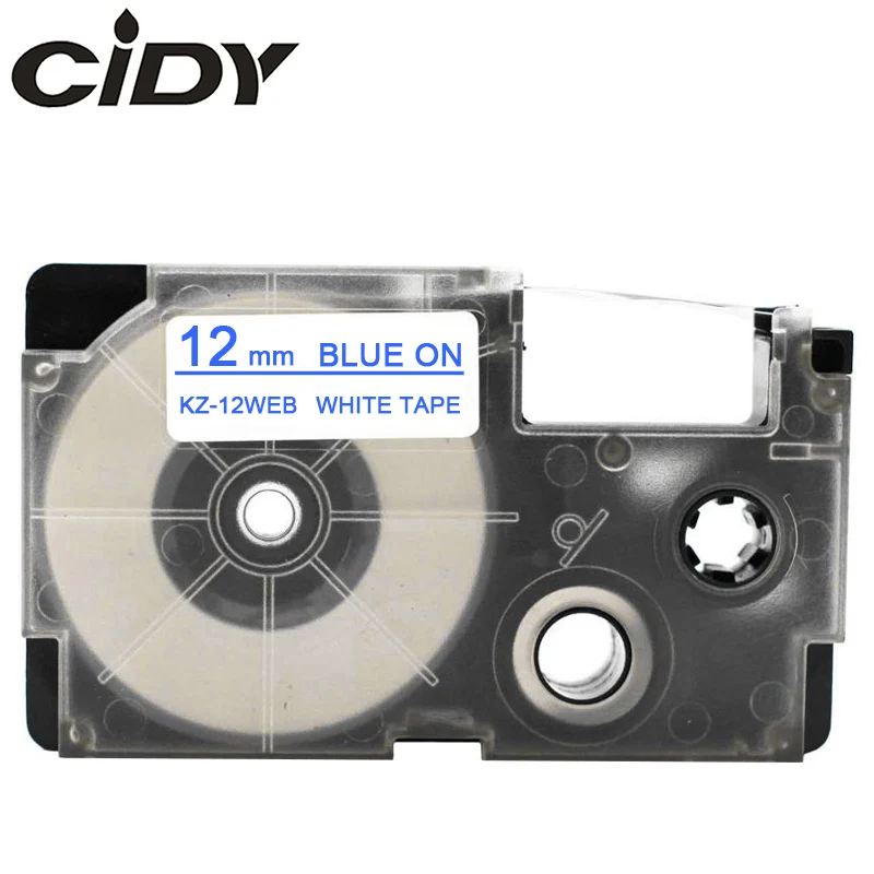 Этикетка CIDY 1 шт. XR-12WE совместимый черный на белом 12 мм объектива с оптическими зумом Casio запечатанных лент для XR12WE XR 12WE для EZ принтеры KL-60-L KL-60SR KL-170 KL-100 - Цвет: 12mm blue on white