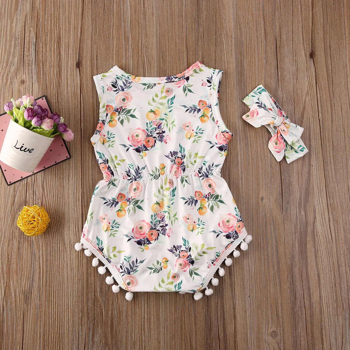 

Lioraitiin 0-24M Newborn Infant Baby Girl Summer Romper O-Neck Floral Printed Jumpsuit For Cute Kids
