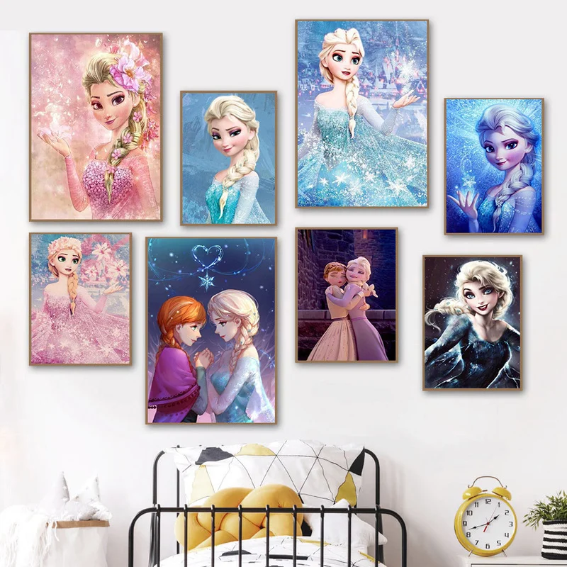 

Картина на холсте Disney «Холодное сердце», Анна и Эльза, настенные художественные постеры и принты принцессы, картина для девочек, гостиной, у...