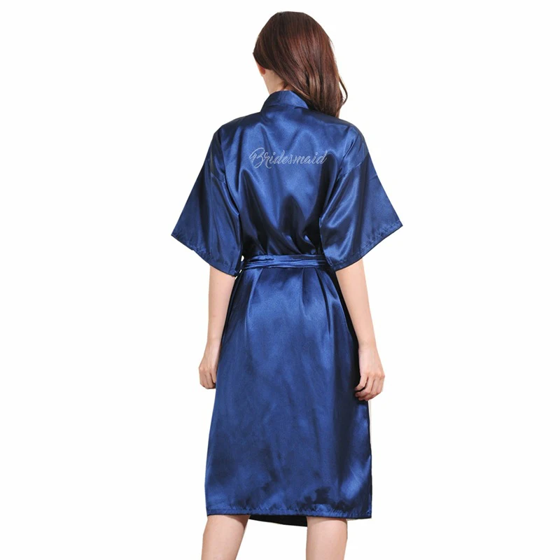 

Satin Long Bathrobe Women Wedding Bridesmaid Robe Nightgown Sleepwear Autumn Kimono Robe Female Half-Sleeves Long Dressing Gown