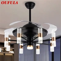 oufula new ceiling fan light invisible lamp with remote control modern led for home living room 120v 240v