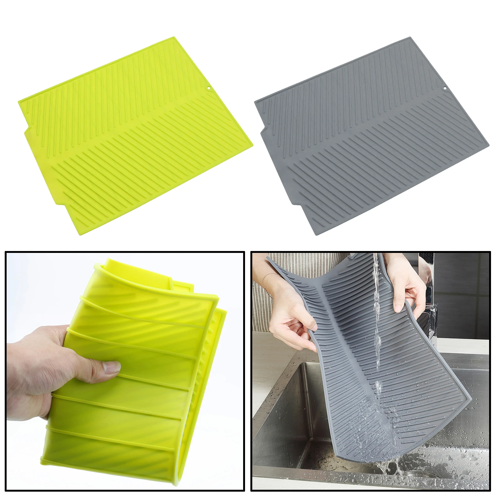 

Kitchen Sink Draining Mat Heat Resistant Silicone Dish Dry Pad for Hot Pot