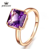 lszb natural amethyst 18k pure gold 2020 new hot selling top ring women heart shape ring for ladies woman genuine jewelry
