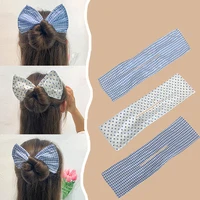 multicolor deft bun print headband hairpin women girl cloth hair circle bun maker ponytail holder hair accessories rabbit ear
