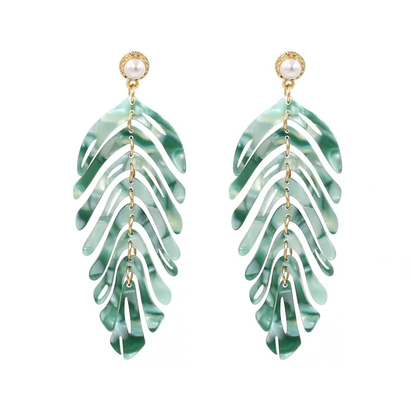 

2021 Trendy New Drop earrings Acrylic Leaf Earring dangle Fashion Jewelry 2021 Statement Earrings Wholesale Boucle Oreille Femme