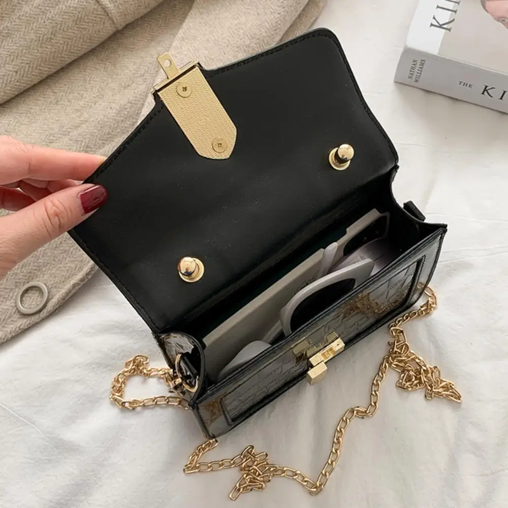 

Fashion Alligator Pattern PU Leather Clasp Crossbody Handbags Women Solid Color Hasp Chain Shoulder Messenger Bag