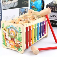 kids hit hamster game montessori xylophone instrument toy fun cognize clock musical hammering pounding bench peg whack amole toy