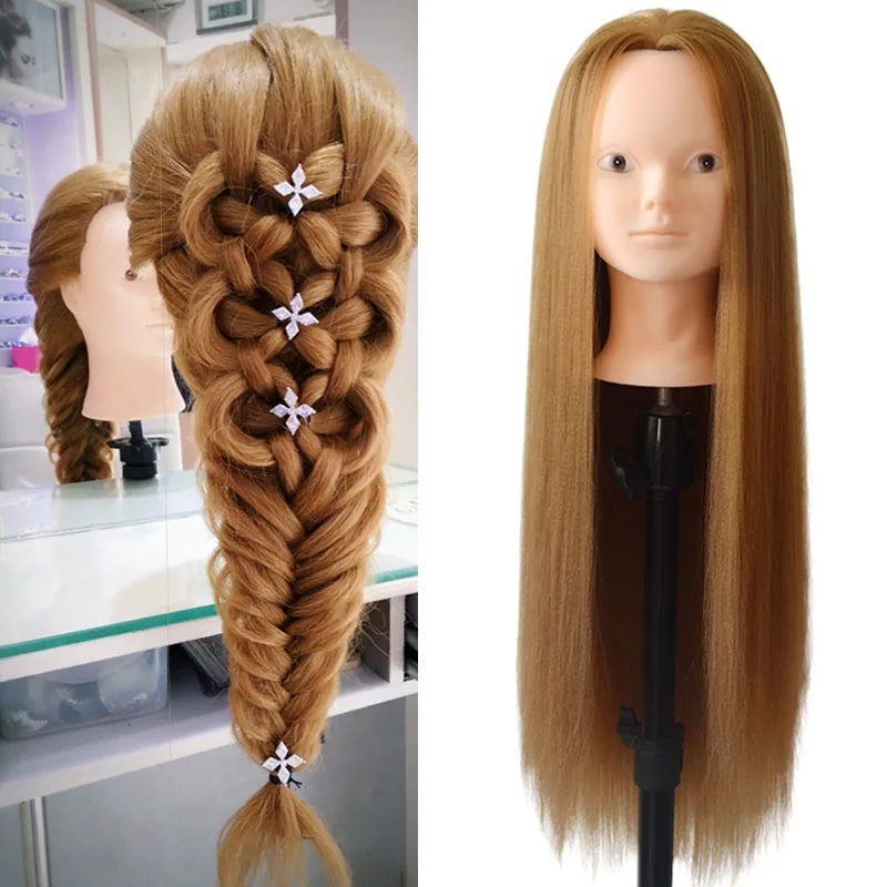 New training head with blonde hair Doll Head professional hairdressing head mannequin without makeup face gold hair manican head