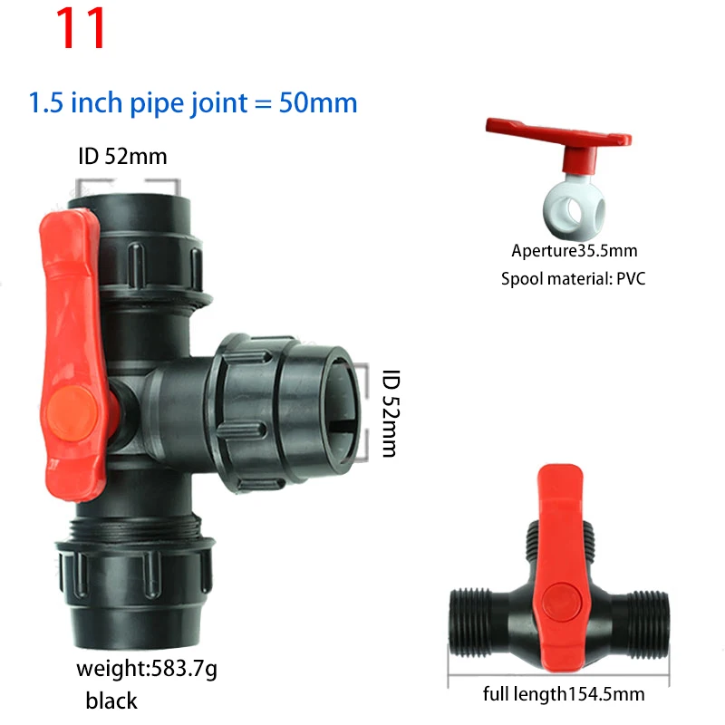 3-ходовой шаровой кран из ПВХ для капельного орошения клапан воды запорный