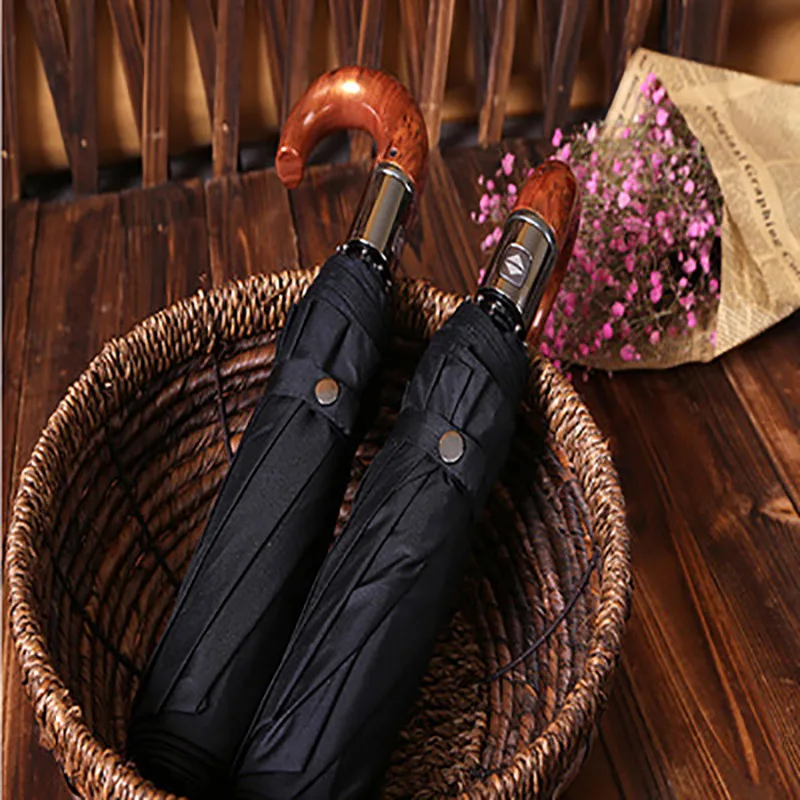 Мужской высококачественный деловой Зонт 10K автоматический зонт кожаный