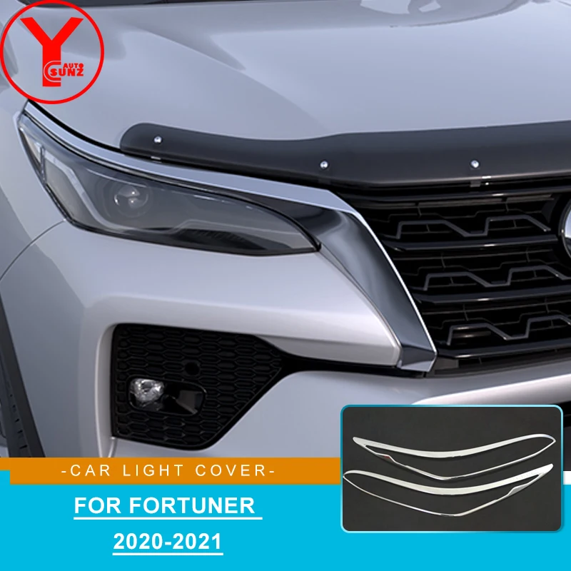 

For Toyota Fortuner Sw4 2020 2021 ABS Chrome Car Head Light Cover Trim Front Headlight Lamp Covers Decoration Accessories YCSUNZ