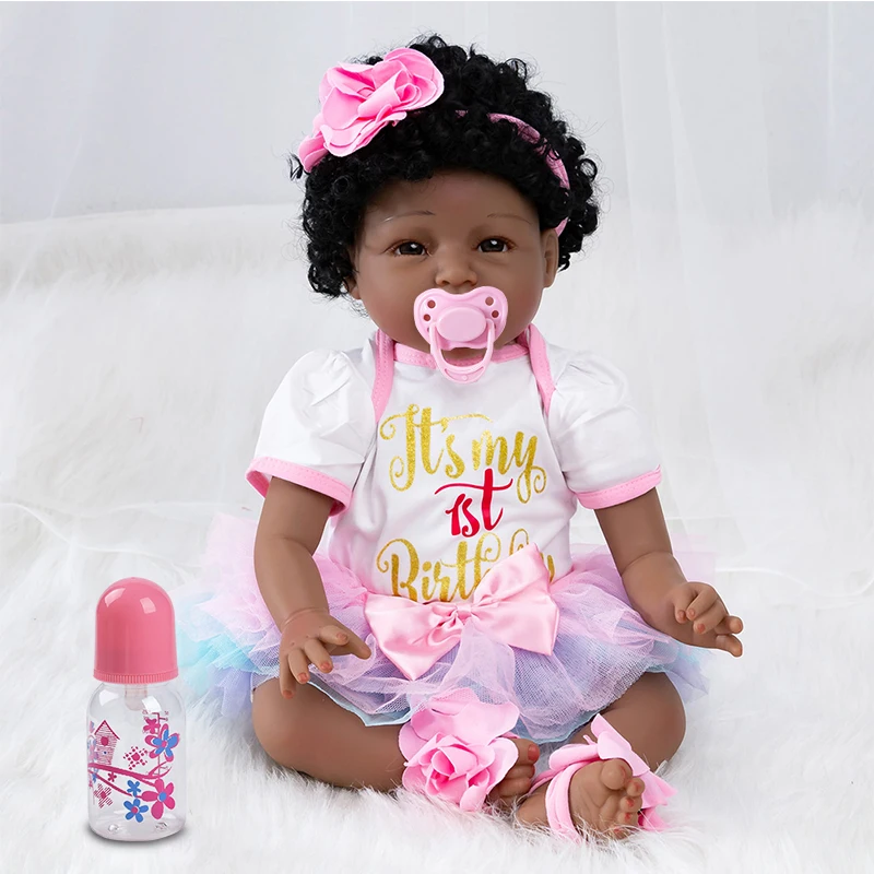 

22 Inches Reborn Doll Vinyl Baby Girl Doll Toddler Appease Toys Children Pretend Play Toys Kids Birthday Gifts Soft Silicone