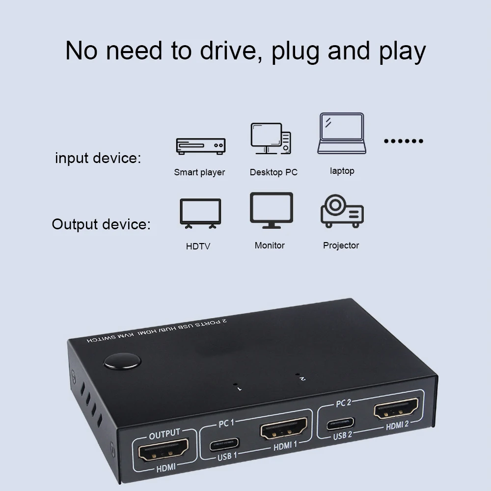 2 Порты и разъёмы 4K переключатель USB KVM коммутатор VGA PLC сплиттер для совместного