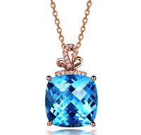 ocean blue rhinestone 1320mm pendant with 18 rose gold color necklace classic style for fashion lady n0388