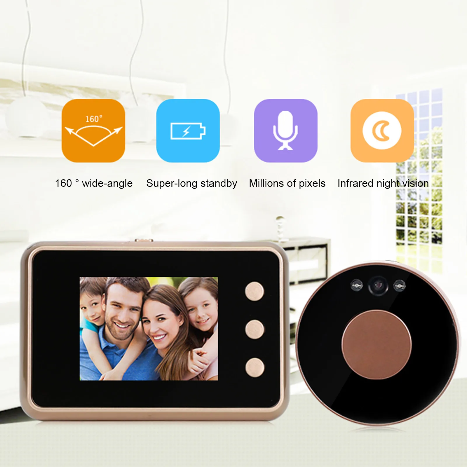 

2,8 ''цифровой дверной глазок Smart LCD, цифровой дверной глазок, HD-монитор с ночным видением, широкий угол обзора для дома