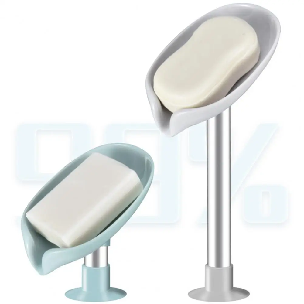 

Long/Short Leaf Shape Soap Holder Box Bathroom Kitchen Non-slip Drain Stand