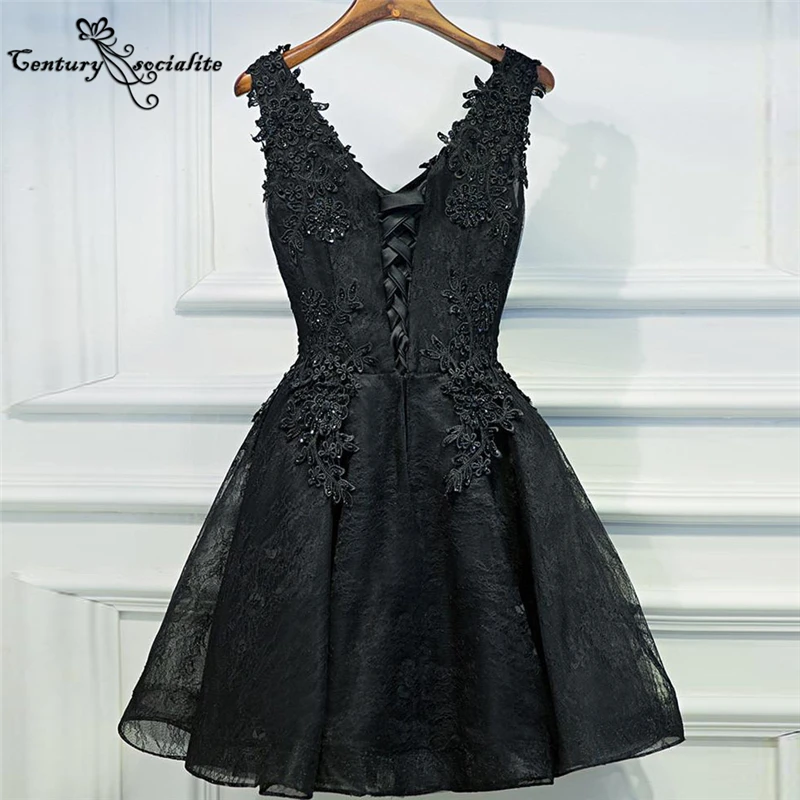 Black Homecoming Dresses Short 2021 Lace Appliques Beaded Above Knee Prom Party Gowns Graduation Dress Vestido De Fiesta | Свадьбы и