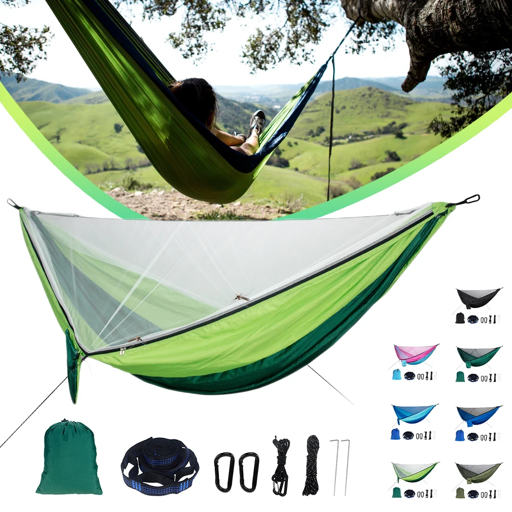 

Camping Hammock with Mosquito Net Parachute Material Portable Hammock for Camping Indoor Hiking Backpacking Travel Backyard