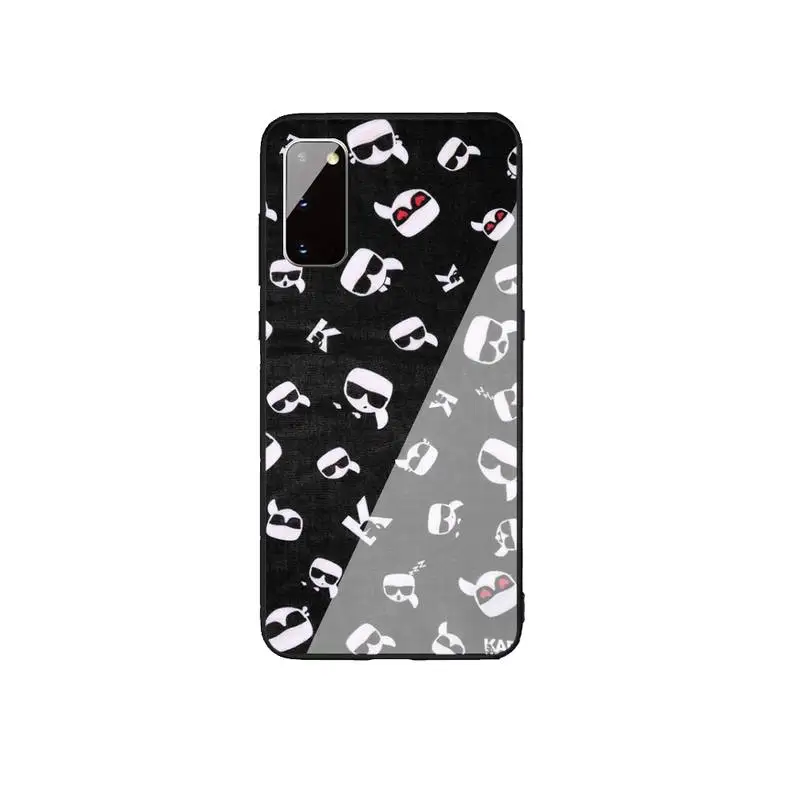 

Luxury Brand Lagerfeldly KARLS Phone Case Glass For Samsung Galaxy S20 Ultra S10 S9 S8 S7 Plus Edge S10 E Lite Note Pro Cover
