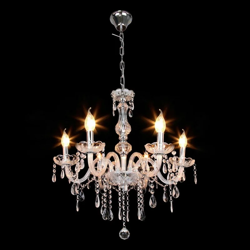 

6 Crystal Chandelier Lighting Modern K9 Lights Kitchen Chandeliers Light Ceiling Pendant Lamp Transparent Color 110V