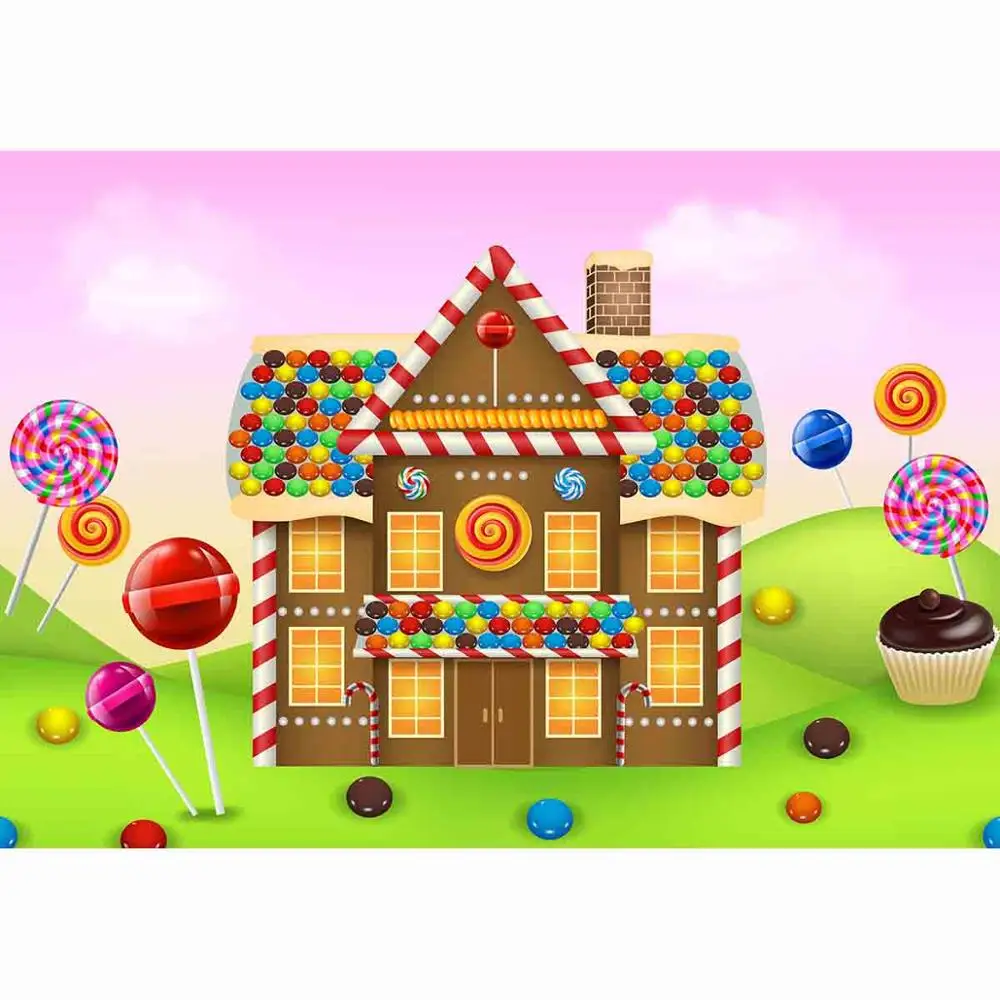 Allenjoy photographic background cartoon sweet Candy bar World princess Birthday Party photocall photozone photophone backdrop |