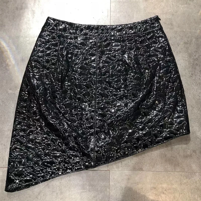 

SHZQ Laides Leather Skirt Women Real Sheepskin Mini Skirt