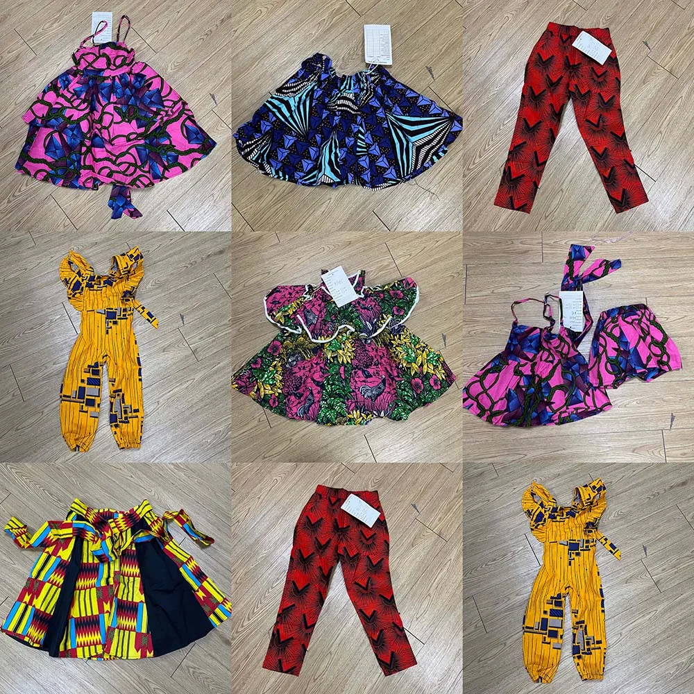 Ropa africana para niños con estampado Ankara, Material de algodón 100%, costura tradicional africana, liquidación en Stock